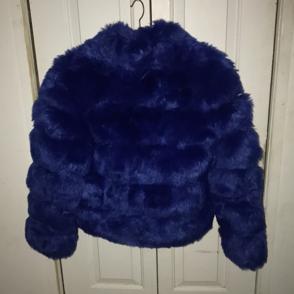NEW Bopt the beauty optimal product faux fur blue coat size large - Picture 4 of 5
